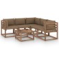 vidaXL Set de muebles de jardín 6 pzs madera impregnada cojines taupe vidaXL Set de muebles de jardín 6 pzs madera impregnada cojines taupe