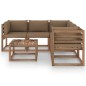 vidaXL Set de muebles de jardín 6 pzs madera impregnada cojines taupe vidaXL Set de muebles de jardín 6 pzs madera impregnada cojines taupe