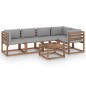 vidaXL Muebles de jardín de palets 6 pzs con cojines madera impregnada