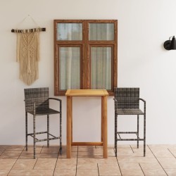 vidaXL Conjunto de bar para jardín 3 piezas gris
