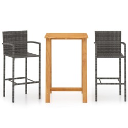 vidaXL Conjunto de bar para jardín 3 piezas gris