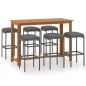 vidaXL Set de bar para jardín 7 piezas y cojines ratán sintético gris vidaXL Set de bar para jardín 7 piezas y cojines ratán sintético gris