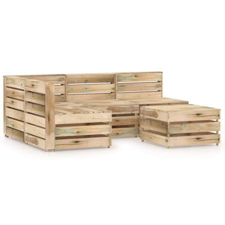 vidaXL Set de muebles de jardín 5 pzas madera de pino impregnada verde