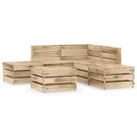 vidaXL Set de muebles de jardín 6 pzas madera de pino impregnada verde