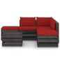 vidaXL Muebles de jardín 6 piezas con cojines madera impregnada gris vidaXL Muebles de jardín 6 piezas con cojines madera impregnada gris