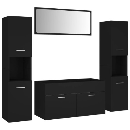 vidaXL Juego de muebles de baño madera de ingeniería negro