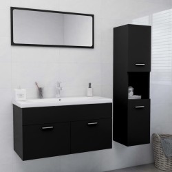 vidaXL Juego de muebles de baño madera de ingeniería negro