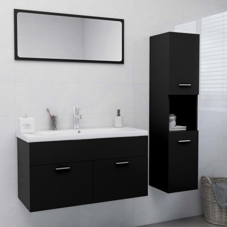 vidaXL Juego de muebles de baño madera de ingeniería negro