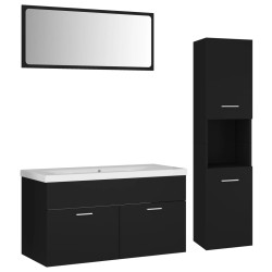 vidaXL Juego de muebles de baño madera de ingeniería negro