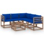 vidaXL Set de muebles de jardín 6 pzs madera impregnada cojines azules vidaXL Set de muebles de jardín 6 pzs madera impregnada cojines azules