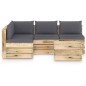 vidaXL Muebles de jardín 5 piezas con cojines madera impregnada verde vidaXL Muebles de jardín 5 piezas con cojines madera impregnada verde