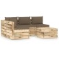 vidaXL Muebles de jardín 5 piezas con cojines madera impregnada verde