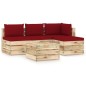 vidaXL Muebles de jardín 5 piezas con cojines madera impregnada verde