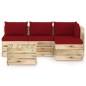 vidaXL Muebles de jardín 5 piezas con cojines madera impregnada verde