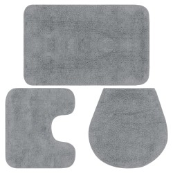 vidaXL Conjunto de alfombrillas de baño de tela 3 piezas gris