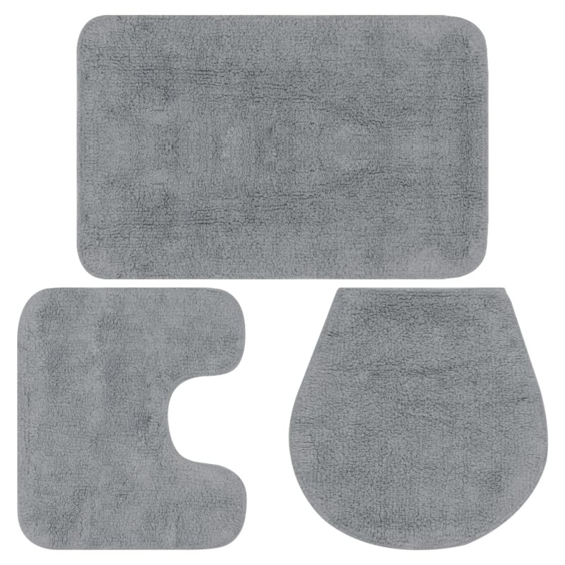 vidaXL Conjunto de alfombrillas de baño de tela 3 piezas gris vidaXL Conjunto de alfombrillas de baño de tela 3 piezas gris