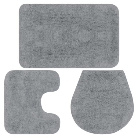 vidaXL Conjunto de alfombrillas de baño de tela 3 piezas gris
