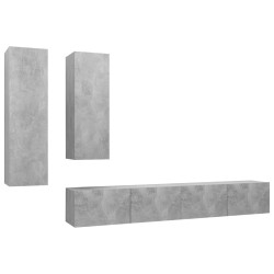vidaXL Set muebles de salón TV 4 pzas madera ingeniería gris hormigón