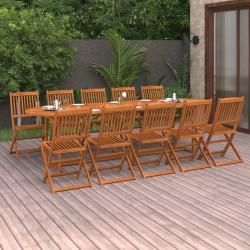 vidaXL Set de comedor para jardín 11 piezas madera maciza de acacia