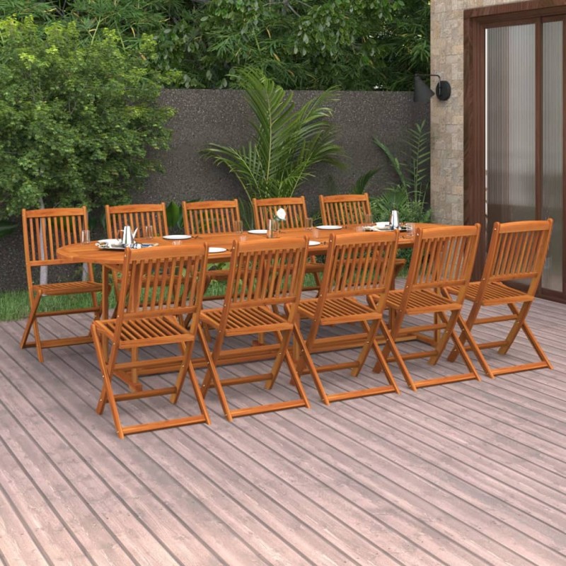 vidaXL Set de comedor para jardín 11 piezas madera maciza de acacia vidaXL Set de comedor para jardín 11 piezas madera maciza de acacia