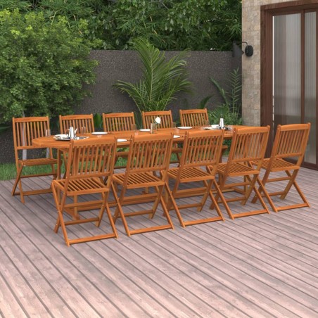 vidaXL Set de comedor para jardín 11 piezas madera maciza de acacia