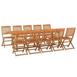 vidaXL Set de comedor para jardín 11 piezas madera maciza de acacia