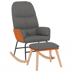 vidaXL Silla mecedora con reposapiés tela gris claro