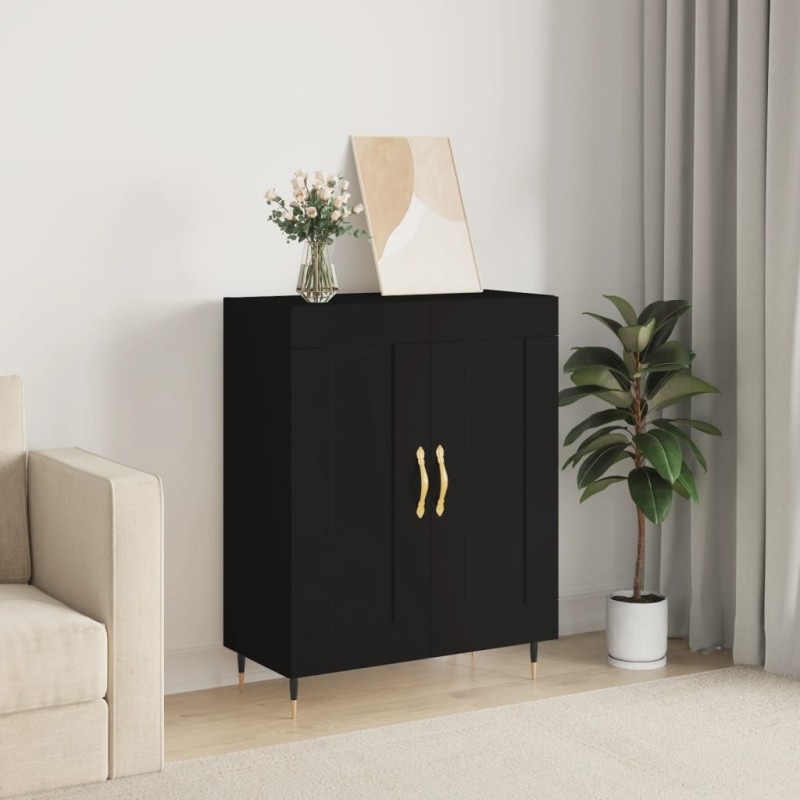 vidaXL Aparador de madera de ingeniería negro 69,5x34x90 cm vidaXL Aparador de madera de ingeniería negro 69,5x34x90 cm