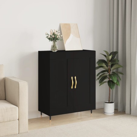 vidaXL Aparador de madera de ingeniería negro 69,5x34x90 cm