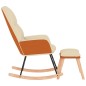 vidaXL Silla mecedora con reposapiés tela blanco crema vidaXL Silla mecedora con reposapiés tela blanco crema
