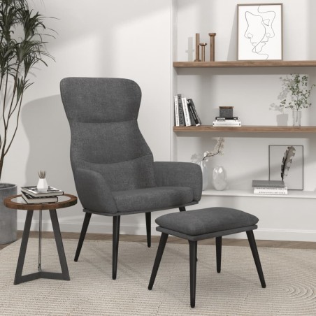 vidaXL Sillón de relax con reposapiés tela gris claro