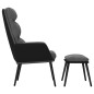 vidaXL Sillón de relax con taburete tela gris claro y piel sintética vidaXL Sillón de relax con taburete tela gris claro y piel sintética
