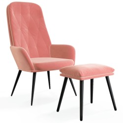 vidaXL Sillón de relax con taburete terciopelo rosa