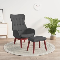 vidaXL Sillón de relax con taburete tela gris oscuro