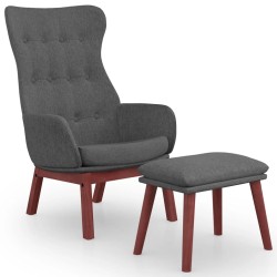 vidaXL Sillón de relax con taburete tela gris oscuro