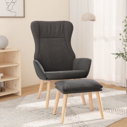 vidaXL Sillón de relax con taburete tela gris oscuro