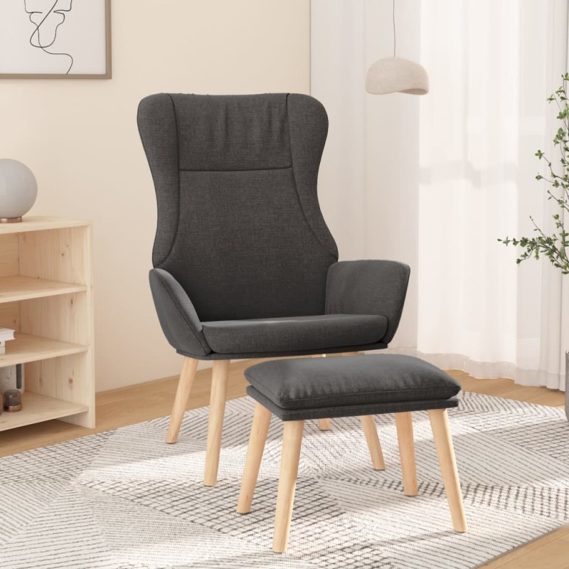 vidaXL Sillón de relax con taburete tela gris oscuro vidaXL Sillón de relax con taburete tela gris oscuro