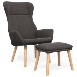 vidaXL Sillón de relax con taburete tela gris oscuro