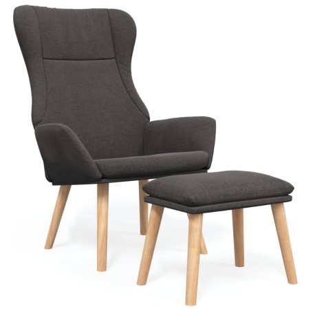 vidaXL Sillón de relax con taburete tela gris oscuro