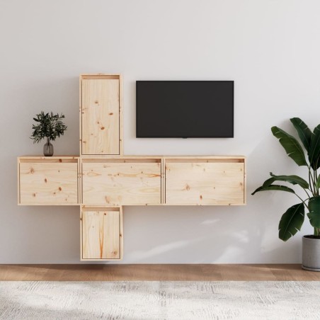 vidaXL Muebles para TV 5 piezas madera maciza de pino