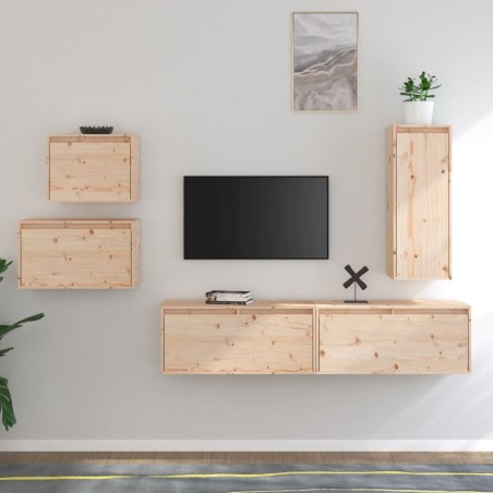 vidaXL Muebles para TV 5 piezas madera maciza de pino