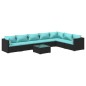 vidaXL Set de muebles de jardín 8 pzas y cojines ratán sintético negro vidaXL Set de muebles de jardín 8 pzas y cojines ratán sintético negro
