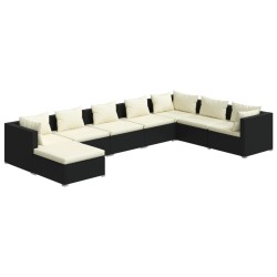 vidaXL Set de muebles de jardín 8 pzas y cojines ratán sintético negro
