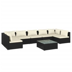 vidaXL Set de muebles de jardín 8 pzas y cojines ratán sintético negro