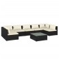 vidaXL Set de muebles de jardín 8 pzas y cojines ratán sintético negro vidaXL Set de muebles de jardín 8 pzas y cojines ratán sintético negro