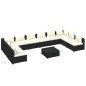 vidaXL Set muebles de jardín 11 pzas y cojines ratán sintético negro vidaXL Set muebles de jardín 11 pzas y cojines ratán sintético negro