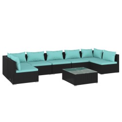 vidaXL Set de muebles de jardín 8 pzas y cojines ratán sintético negro