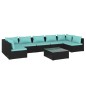 vidaXL Set de muebles de jardín 8 pzas y cojines ratán sintético negro vidaXL Set de muebles de jardín 8 pzas y cojines ratán sintético negro