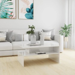 vidaXL Mesa de centro contrachapada blanco brillante 90x60x42,5 cm
