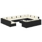 vidaXL Set de muebles de jardín 14 pzas cojines ratán sintético negro